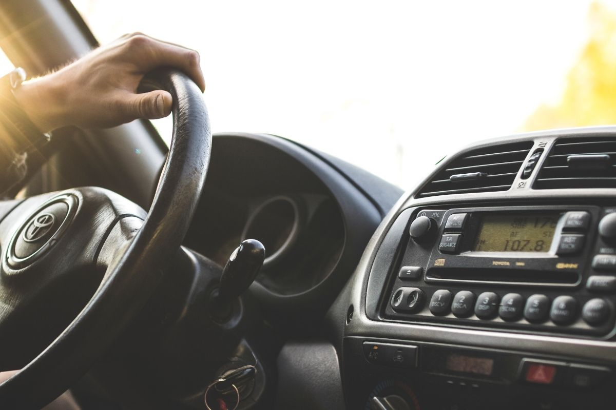 Man driving a car
