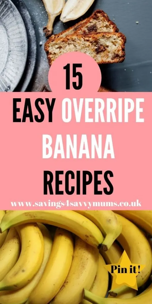 Here are 15 easy overripe banana recipes that are family friendly and come in at under £1 a head for four people by Laura at Savings 4 Savvy Mums