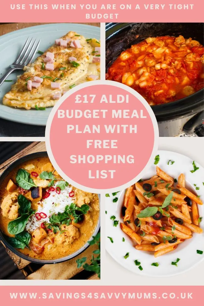 If you're having trouble feeding your family for less, then try our easy to follow £17 Aldi meal plan, which includes 21 budget family meals by Laura at Savings 4 Savvy Mums.