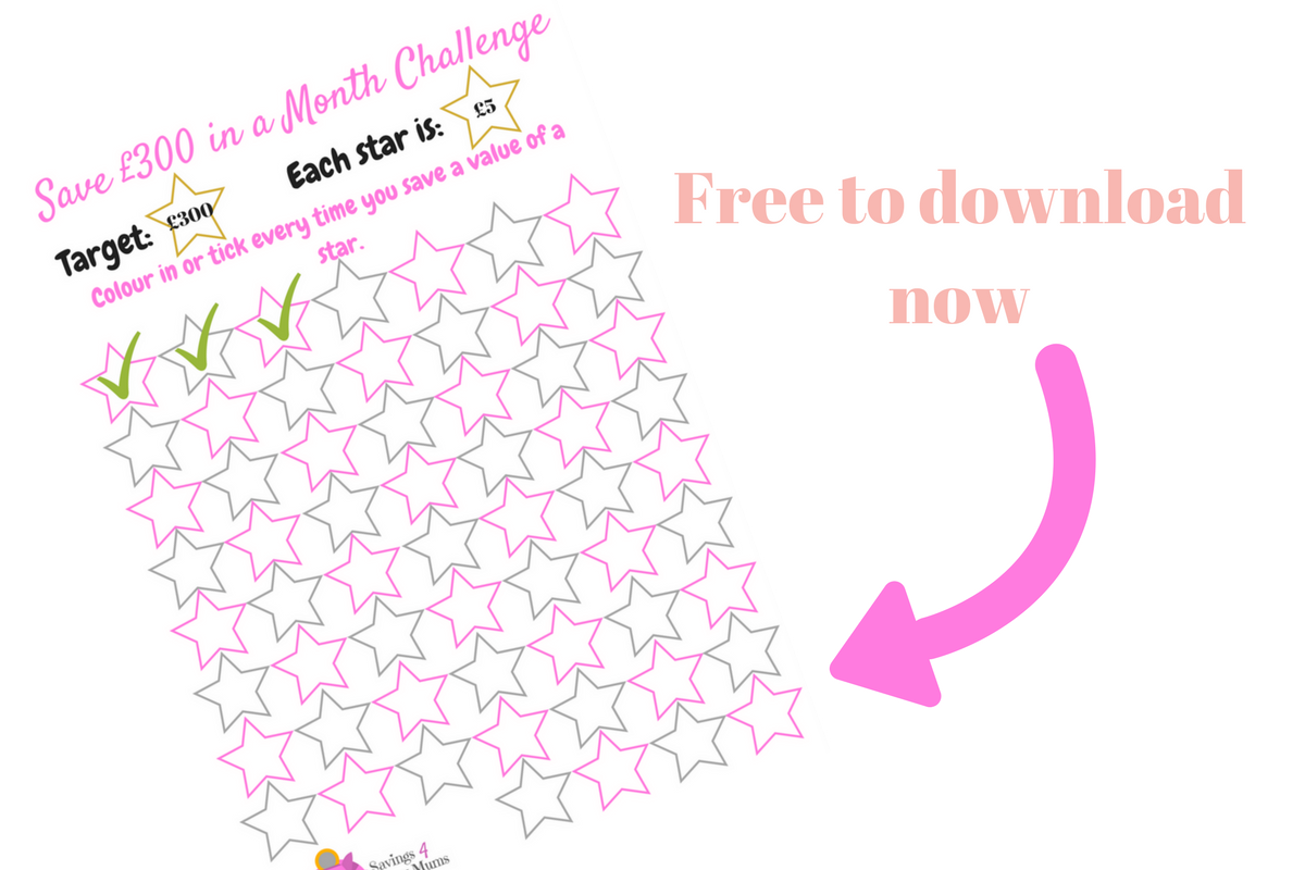 Printable Savings Goal Chart Save 300 A Month Challenge Savings 4 