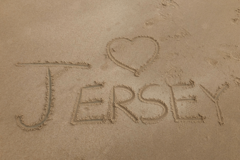 Jersey written in sand