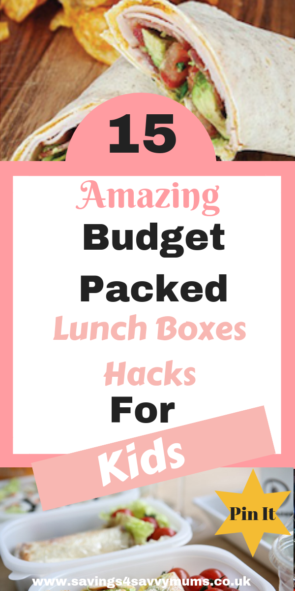 Here are 15 amazing budget packed lunch boxes hacks and school lunch ideas for kids. These are easy to make and perfect if you need to make them in advance by Laura at Savings 4 Savvy Mums #LunchBox #Lunchboxrecipes #kidsrecipes #budgetfood