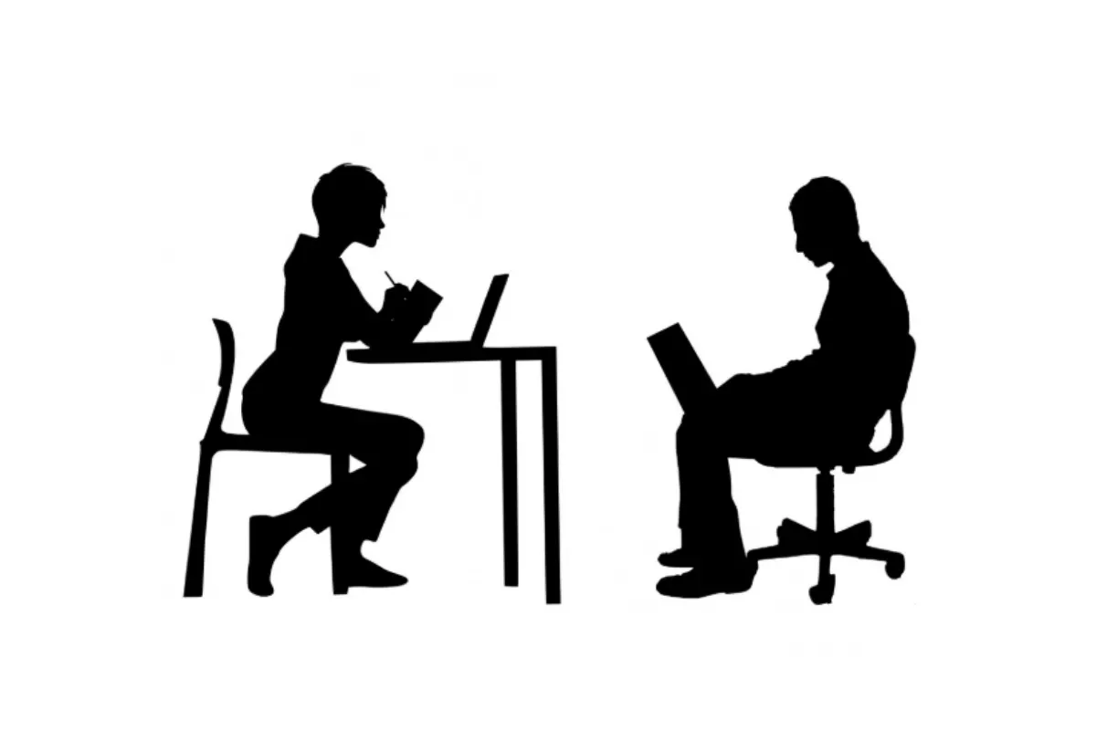 People sat at chairs, dark outlines