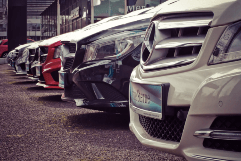 Cars lined up