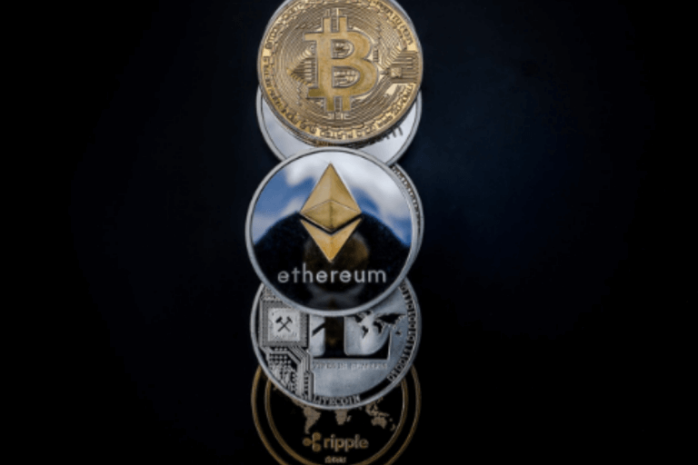 Black background with coins