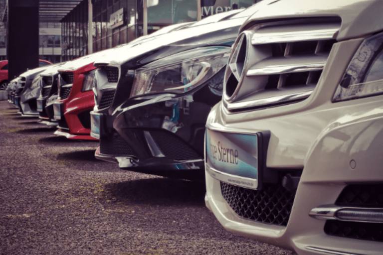 A line of cars