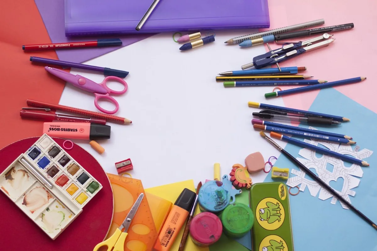 Back to school items like paint, pencils and pads