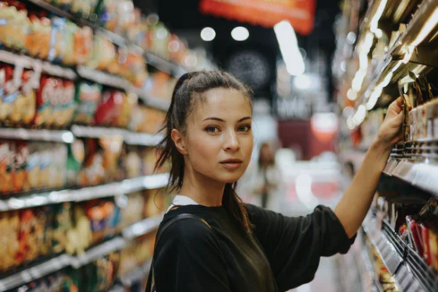 Woman shopping in a supermarket