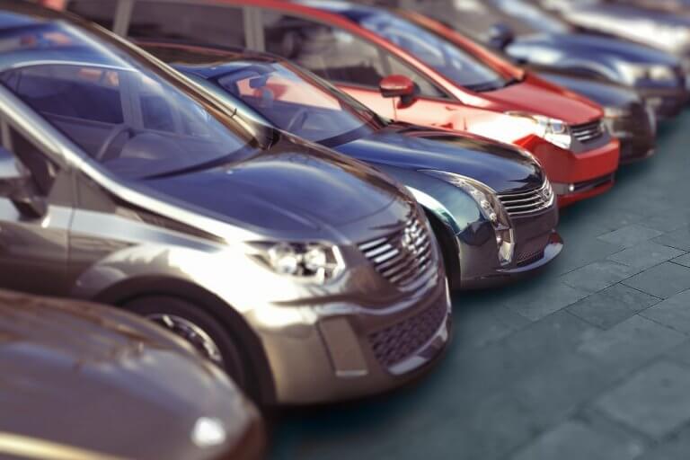 six cars parked together