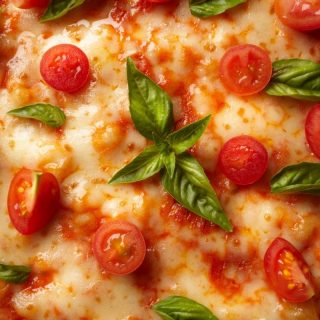 Pizza with cheese and tomato