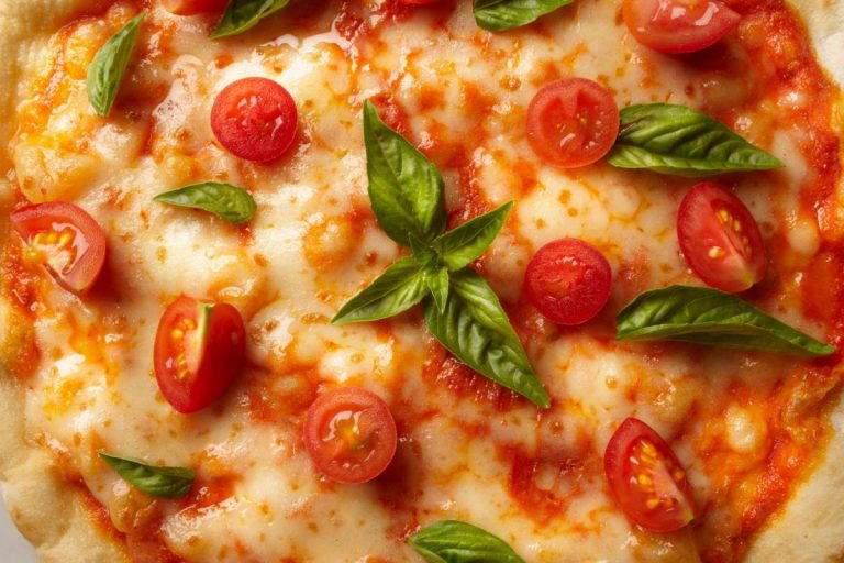 Pizza with cheese and tomato