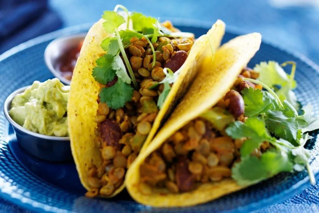 Bean tacos with chilli salsa