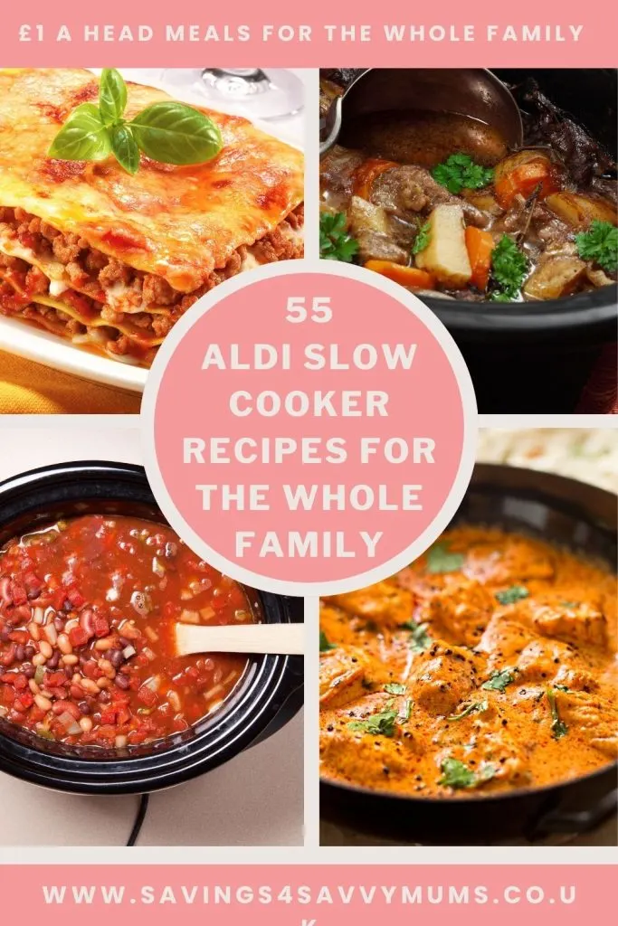Here are 55 Aldi slow cooker recipes for the whole family that are budget friendly and that even the kids will love. These are perfect for leftovers too by Laura at Savings 4 Savvy Mums 