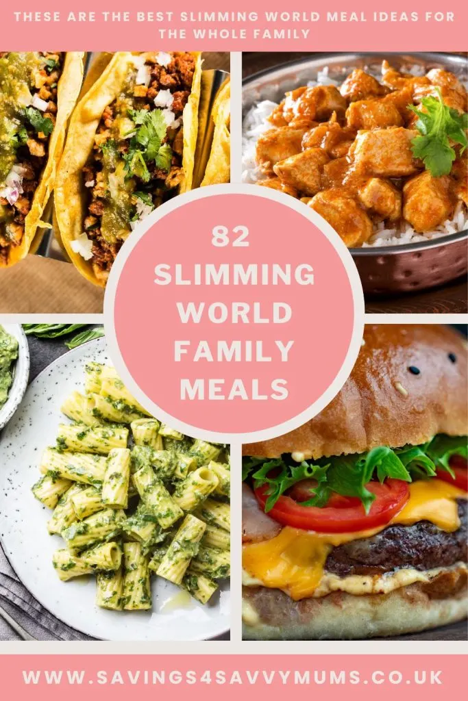 Here are 82 Slimming World family meals that the whole family can enjoy. They are budget friendly and great for beginners who aren't confident cooks by Laura at Savings 4 Savvy Mums.