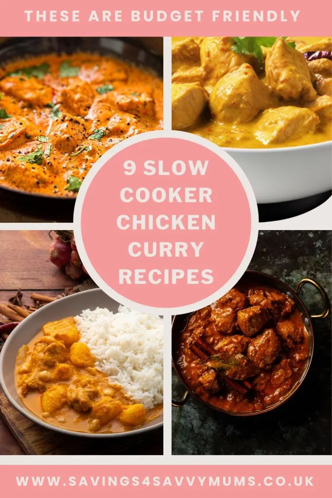 Looking for budget meal ideas? Then try one of these really easy slow cooker chicken curry recipes are budget-friendly and yummy to eat by Laura at Savings 4 Savvy Mums.