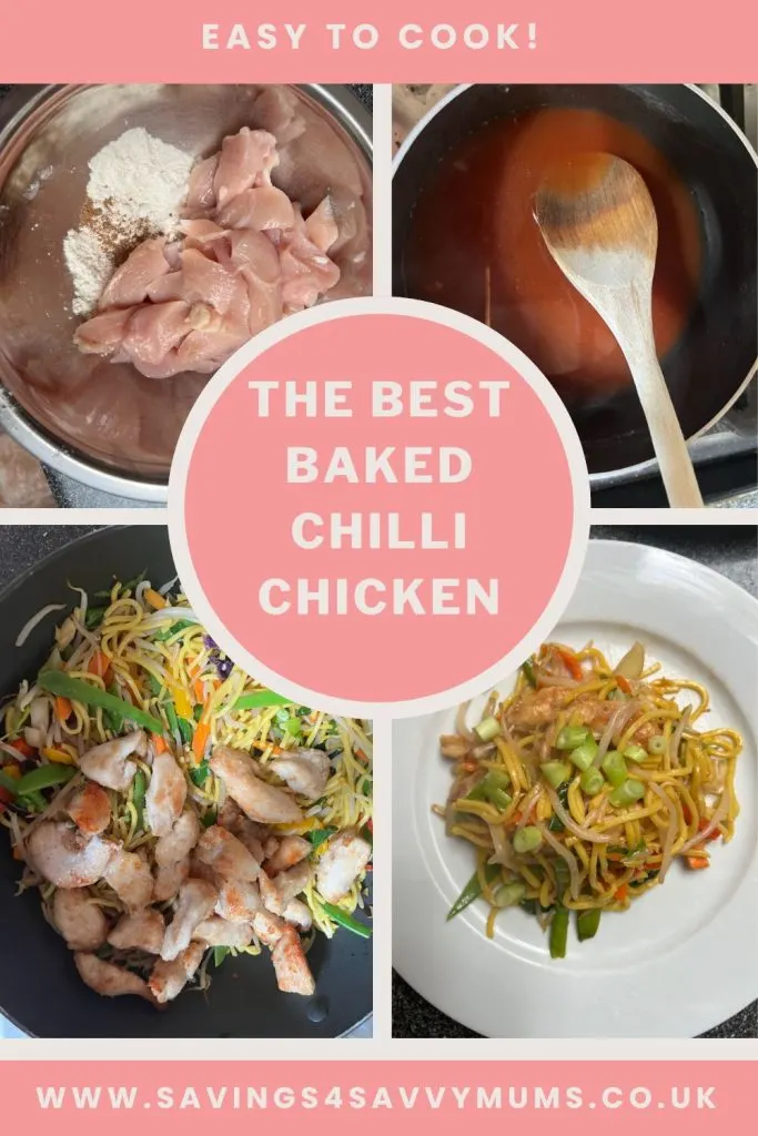 This easy and quick baked chilli chicken recipe comes in at under £1 a head for 4 people. You can use frozen vegetables to save time cutting by Laura at Savings 4 Savvy Mums 