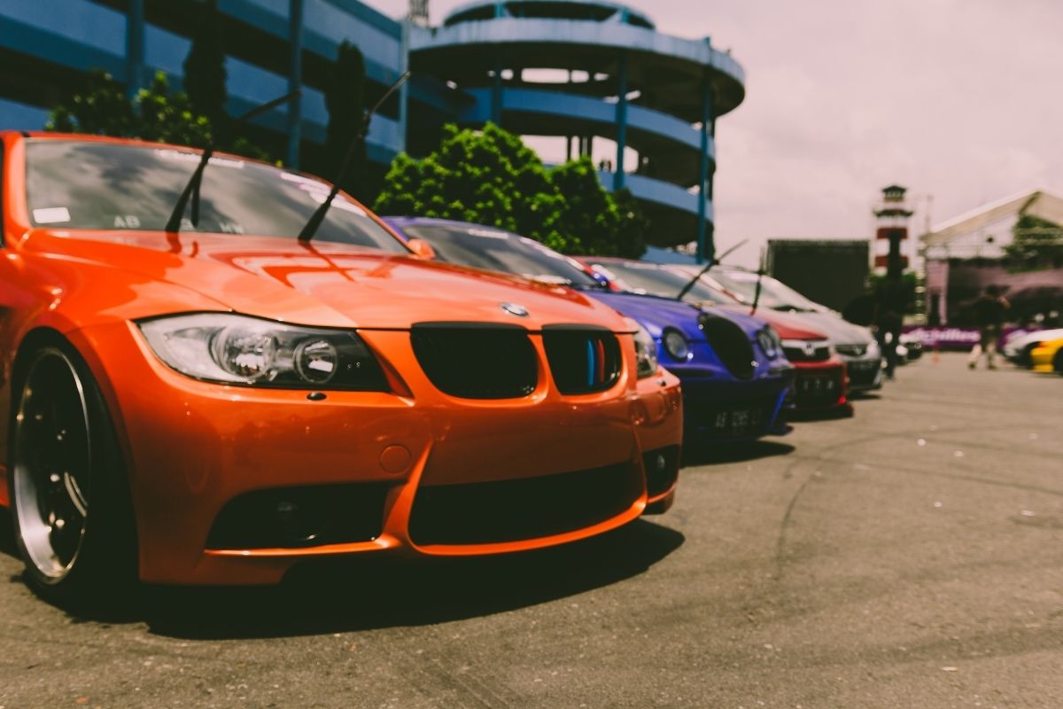 Cars parked in a roll