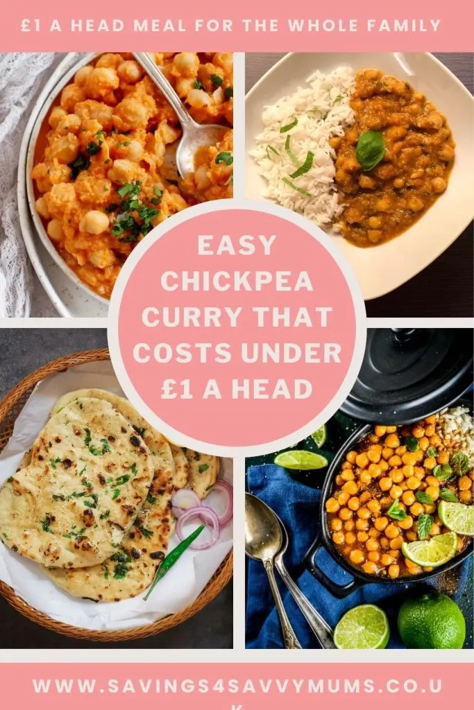 This is an easy chickpea curry that is perfect for the whole family. It comes in at under £1 a head and is easy to make by Laura at Savings 4 Savvy Mums 