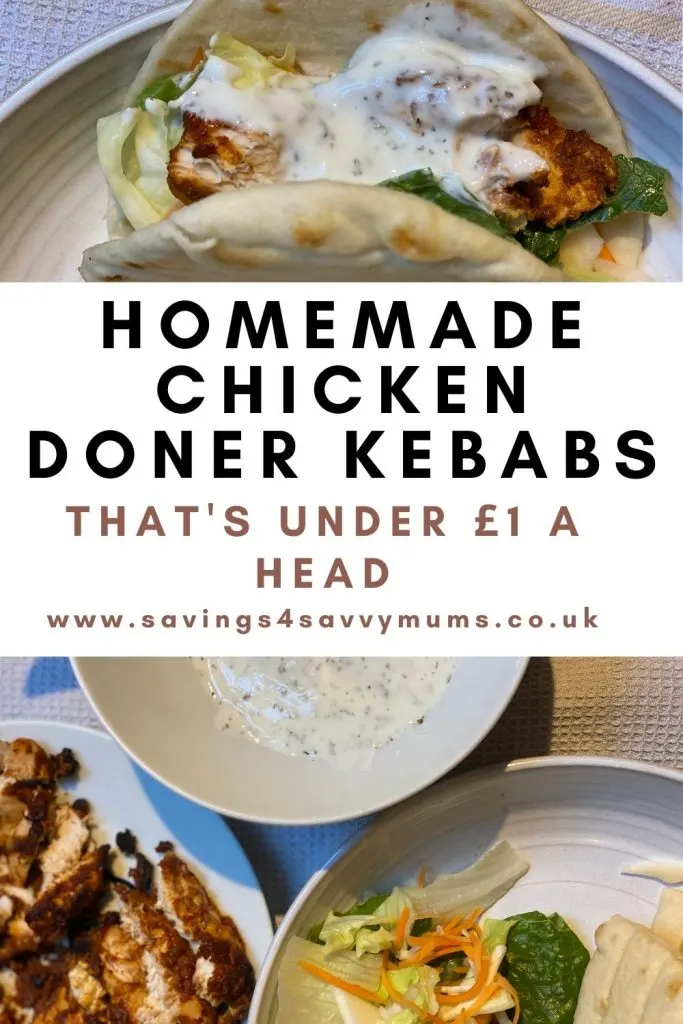 These are the best homemade chicken doner kebabs that came in at under £1 a head. They are easy to make and a great takeaway alternatives by Laura at Savings 4 Savvy Mums 