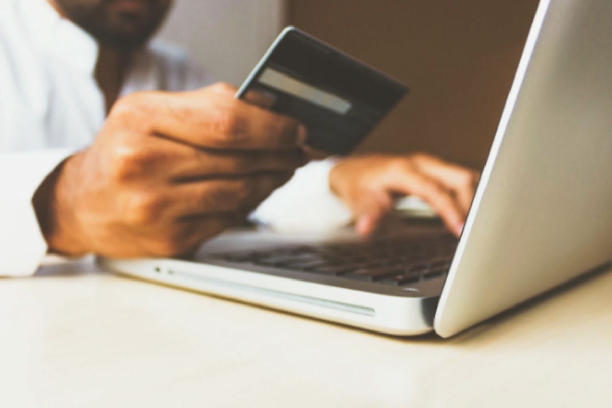 Credit card on a laptop