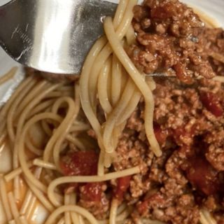 Slimming World Spaghetti Bolognese with fork