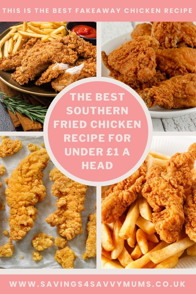 This is the best Southern Fried Chicken recipe that costs under £1 a head. It's real tasty comfort food that is perfect for beginner cooks by Laura at Savings 4 Savvy Mums 